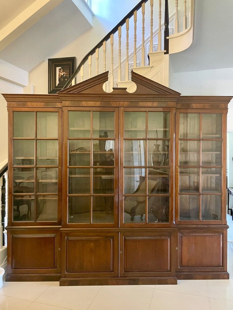 Large Antique Victorian Superb Quality Mahogany Breakfront Bookcase
